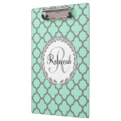 Minze Green Gray Quatrefolienname Mit Monogramm La Klemmbrett (Links)