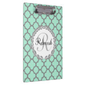 Minze Green Gray Quatrefolienname Mit Monogramm La Klemmbrett (Rechts)