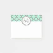 Minze Green Gray Quatrefolienname Mit Monogramm La Post-it Klebezettel (Vorderseite)