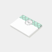 Minze Green Gray Quatrefolienname Mit Monogramm La Post-it Klebezettel (angewinkelt)