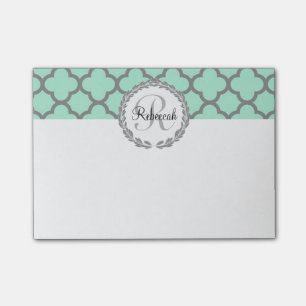 Minze Green Gray Quatrefolienname Mit Monogramm La Post-it Klebezettel