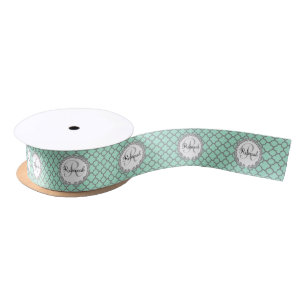 Minze Green Gray Quatrefolienname Mit Monogramm La Satinband