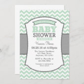 Minze Green Gray Zickzack Baby Dusche Einladung (Vorne/Hinten)