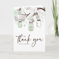 Minze Green & Grey Floral Mason Jars Danke Karte
