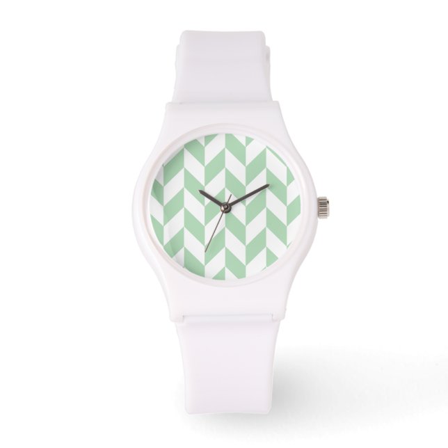 Minze Green Herringbone-Muster Armbanduhr (Vorderseite)