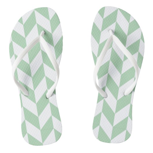 Minze Green Herringbone-Muster Badesandalen (Fußbett)