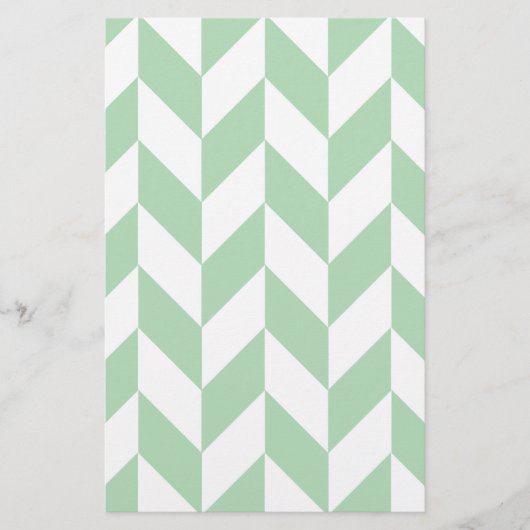 Minze Green Herringbone-Muster Briefpapier (Vorderseite)