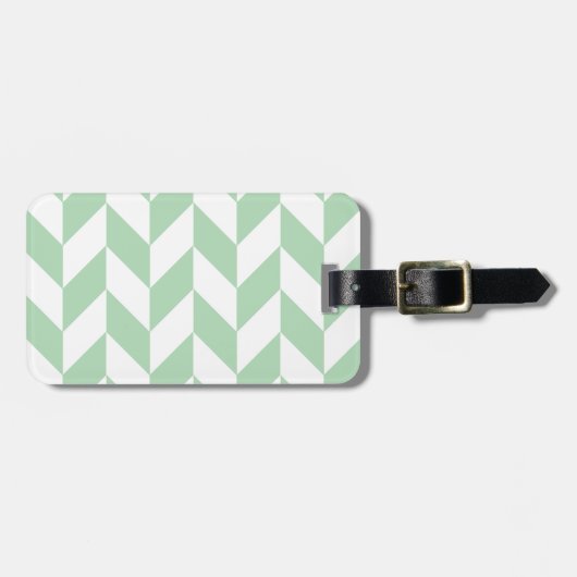 Minze Green Herringbone-Muster Gepäckanhänger (Vorderseite horizontal)