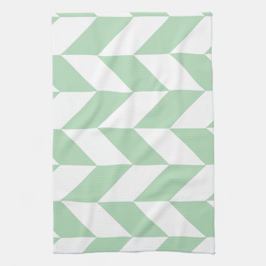 Minze Green Herringbone-Muster Geschirrtuch (Vertikal)