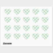Minze Green Herringbone-Muster Herz-Aufkleber (Blatt)