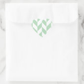 Minze Green Herringbone-Muster Herz-Aufkleber (Tasche)