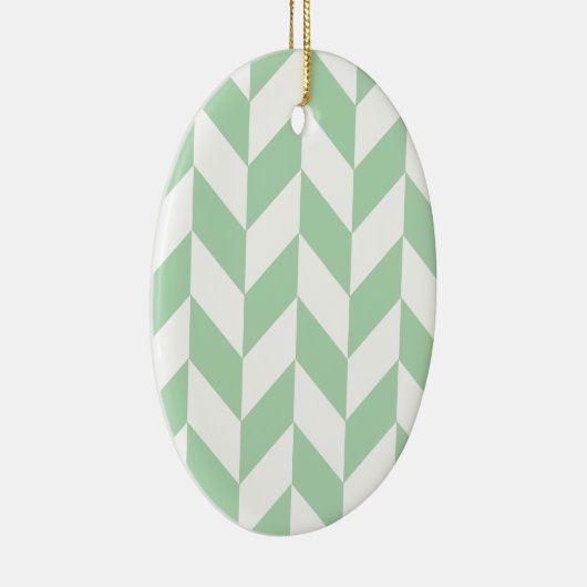 Minze Green Herringbone-Muster Keramikornament (Rechts)