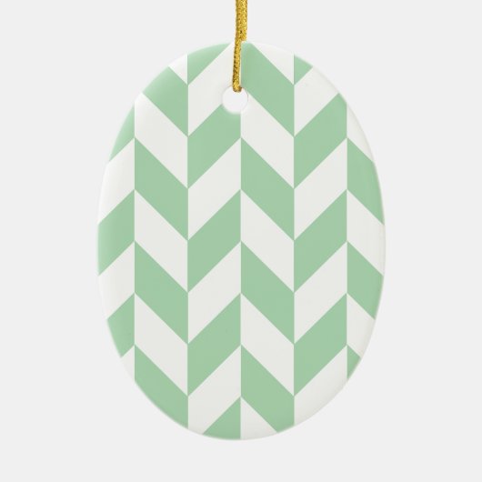 Minze Green Herringbone-Muster Keramikornament (Vorne)
