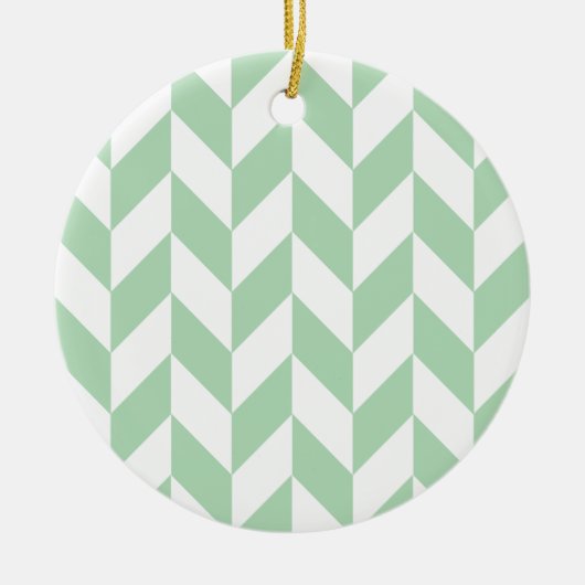 Minze Green Herringbone-Muster Keramikornament (Vorne)