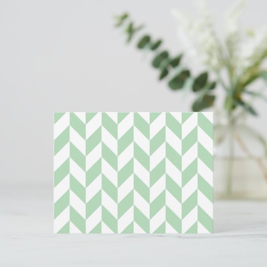 Minze Green Herringbone-Muster Postkarte (Stehend Vorderseite)
