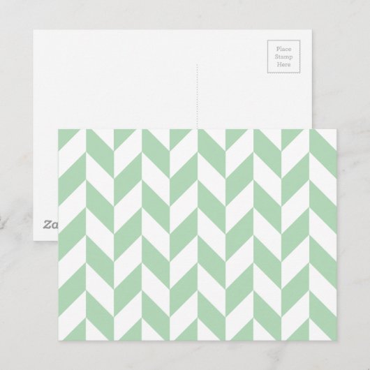 Minze Green Herringbone-Muster Postkarte (Vorne/Hinten)