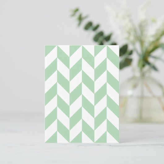 Minze Green Herringbone-Muster Postkarte (Stehend Vorderseite)