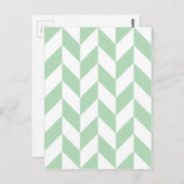 Minze Green Herringbone-Muster Postkarte (Vorne/Hinten)