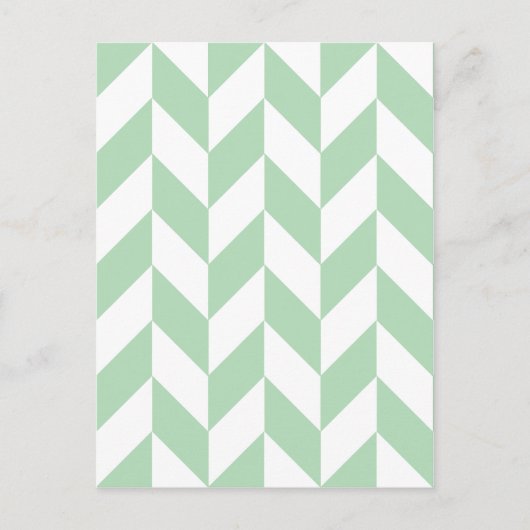 Minze Green Herringbone-Muster Postkarte (Vorderseite)