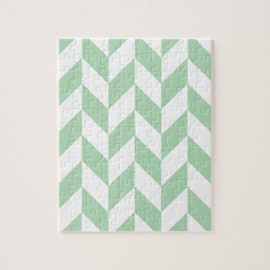 Minze Green Herringbone-Muster Puzzle (Vertikal)