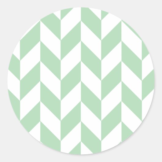 Minze Green Herringbone-Muster Runder Aufkleber (Vorderseite)