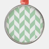 Minze Green Herringbone-Muster Silbernes Ornament (Vorne)