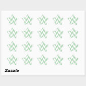 Minze Green Herringbone-Muster Stern-Aufkleber (Blatt)