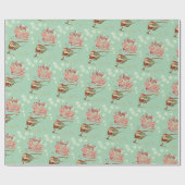 Minze Green Ice Skaten Santa Claus Geschenkpapier (Flach)