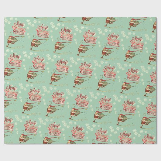 Minze Green Ice Skaten Santa Claus Geschenkpapier (Flach)