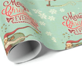 Minze Green Ice Skaten Santa Claus Geschenkpapier (Rolleneckpunkt)