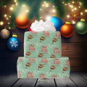 Minze Green Ice Skaten Santa Claus Geschenkpapier