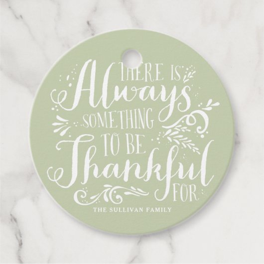 Minze Green immer dankbar Zitat Erntedank Geschenkanhänger (Vorderseite)