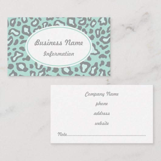 Minze Green Leopard Business Cards Visitenkarte (Vorne/Hinten)