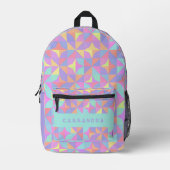 Minze Green Lila Blue Pink Mitte des Jahrhunderts Bedruckter Rucksack (Vorderseite)