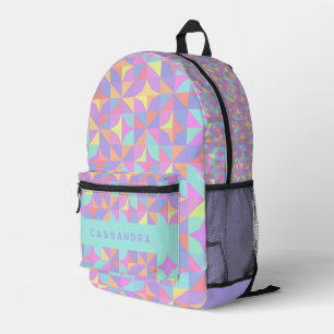 Minze Green Lila Blue Pink Mitte des Jahrhunderts Bedruckter Rucksack