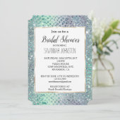 Minze Green Lila Glitzer Schlange Print Einladung (Stehend Vorderseite)