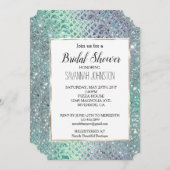 Minze Green Lila Glitzer Schlange Print Einladung (Vorne/Hinten)