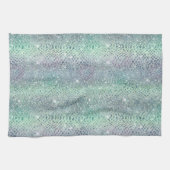 Minze Green Lila Glitzer Schlange Print Geschirrtuch (Horizontal)