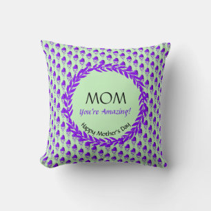 Minze Green Lila Heart Pattern PHANTASTISCHE MAMA Kissen