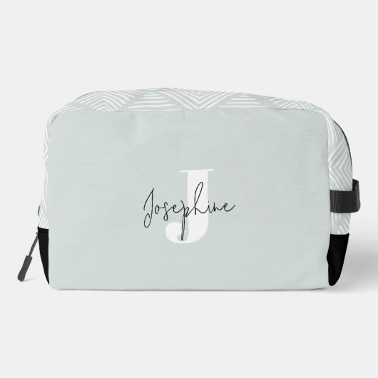 Minze Green Moderne Minimalistisch Mit Monogramm Waschbeutel (Rückseite)