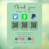 Minze Green Multi QR Code Paypal Venmo Cash App Fensteraufkleber (Blatt 3)