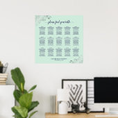 Minze Green & Navy 15 Table Wedding Seating Chart Poster (Heimbüro)