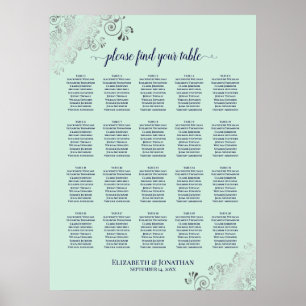 Minze Green & Navy 20 Table Hochzeitstabelle Poster