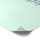 Minze Green & Navy 7 Table Wedding Chart Poster (Ecke)