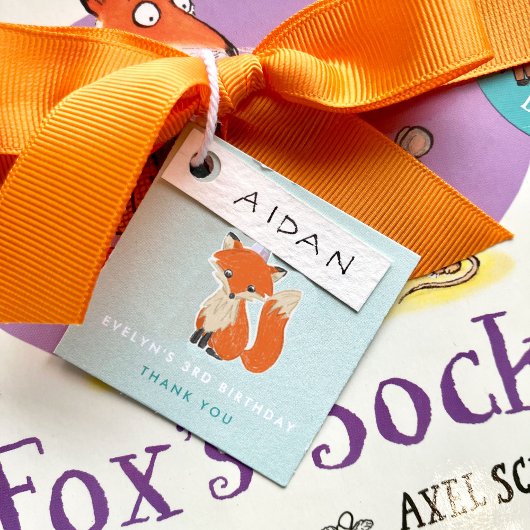 Minze Green Niedlich Fox Party Hat Woodland Geburt Geschenkanhänger