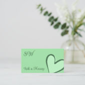 Minze Green Niedlich Heart Chic mit Monogramm und  Visitenkarte (Stehend Vorderseite)