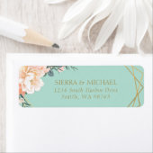 Minze Green Peach Cream Gold Wedding Rücksendeadre (Insitu)