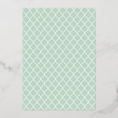Minze Green Quatrefoil Muster muslimische Hochzeit Folieneinladung (Rückseite)