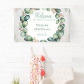 Minze Green & Sage Green Eucalyptus Brautparty Banner (Insitu)