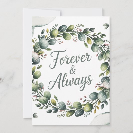 Minze Green & Sage Green Eucalyptus Polterabend Einladung (Rückseite)